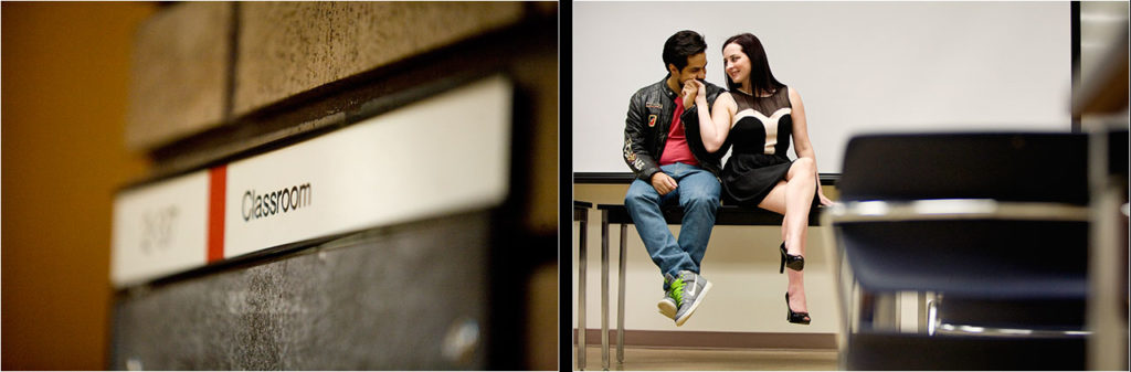 Engaged Couple Sitting In Class