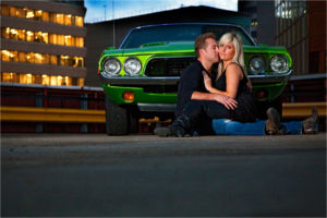 Engagement Photographer Green Muscle Car